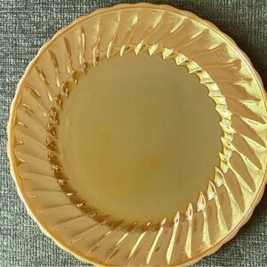 Anchor, hocking, fire, king glass, oven, proof, peach color, iridescent, plate